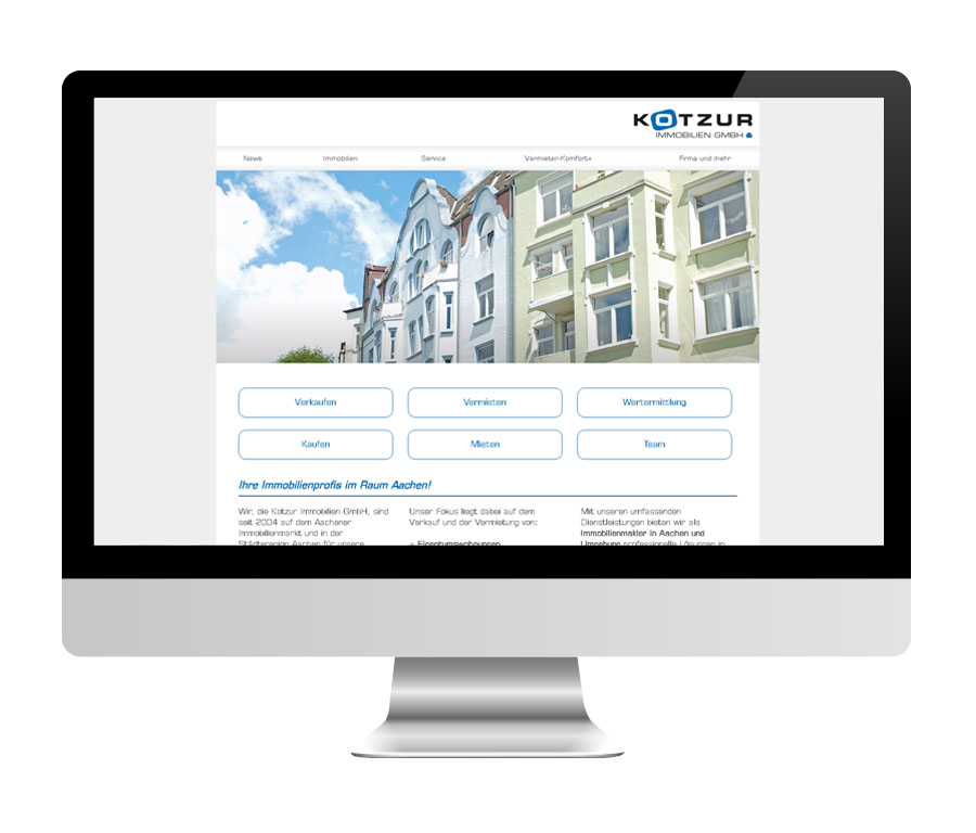 Responsive Webseite für die Kotzur Immobilien GmbH aus Aachen