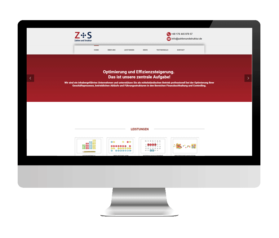Responsive Webseite für die Zahlen und Struktur GmbH aus Würselen